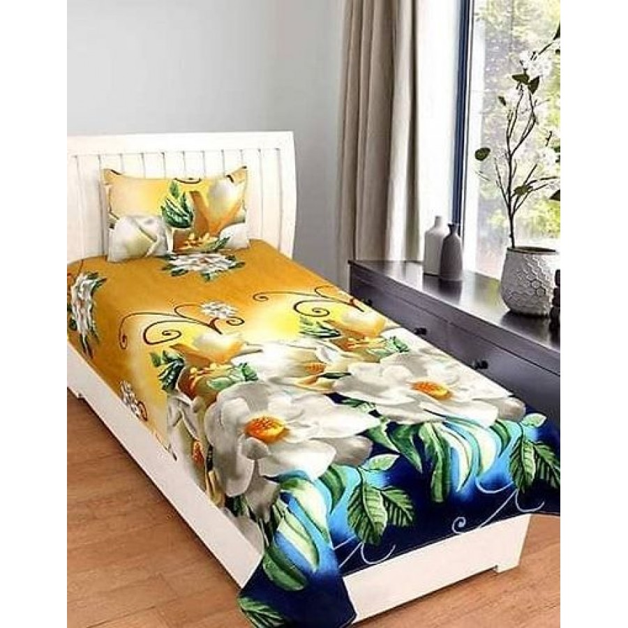 Fabulous Polycotton Abstract Single Bedsheet With One Pillow Cover