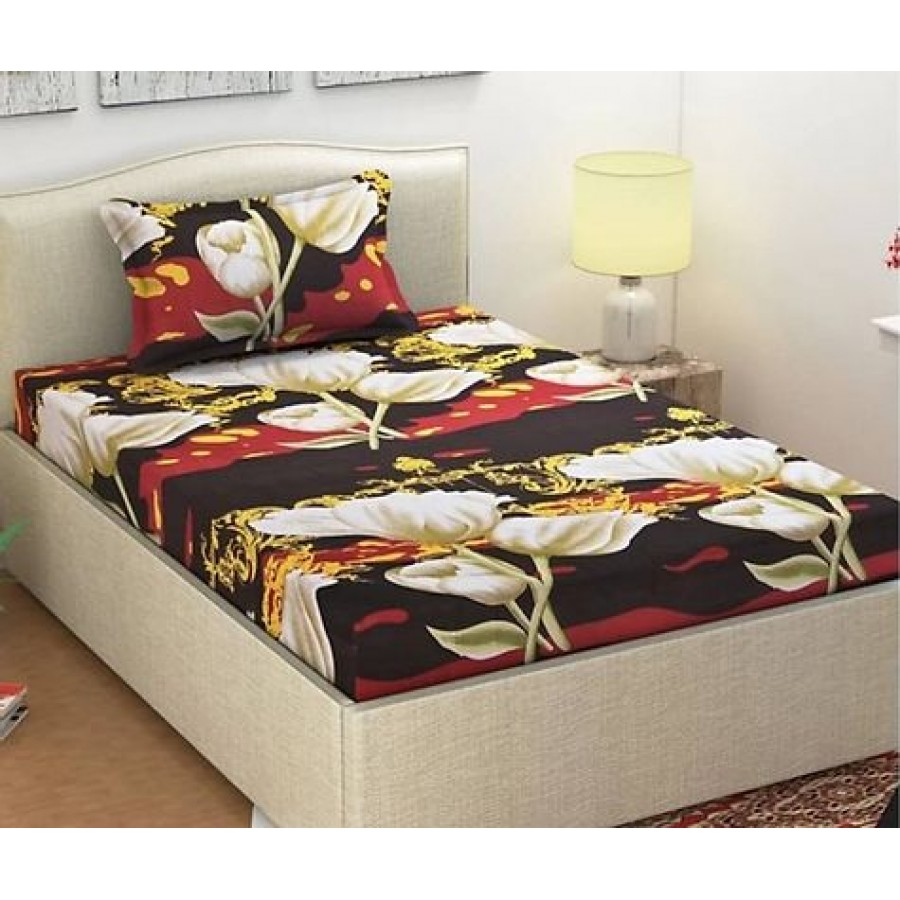 Fabulous Polycotton Abstract Single Bedsheet With One Pillow Cover