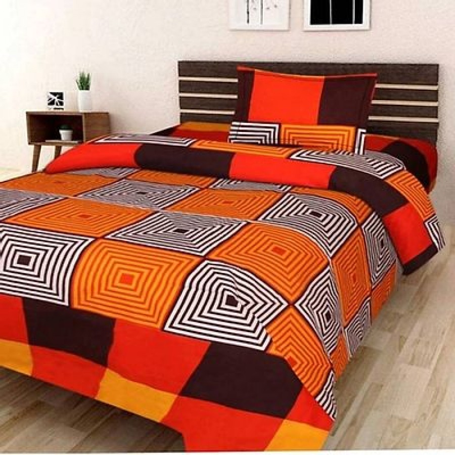 Fabulous Polycotton Abstract Single Bedsheet With One Pillow Cover