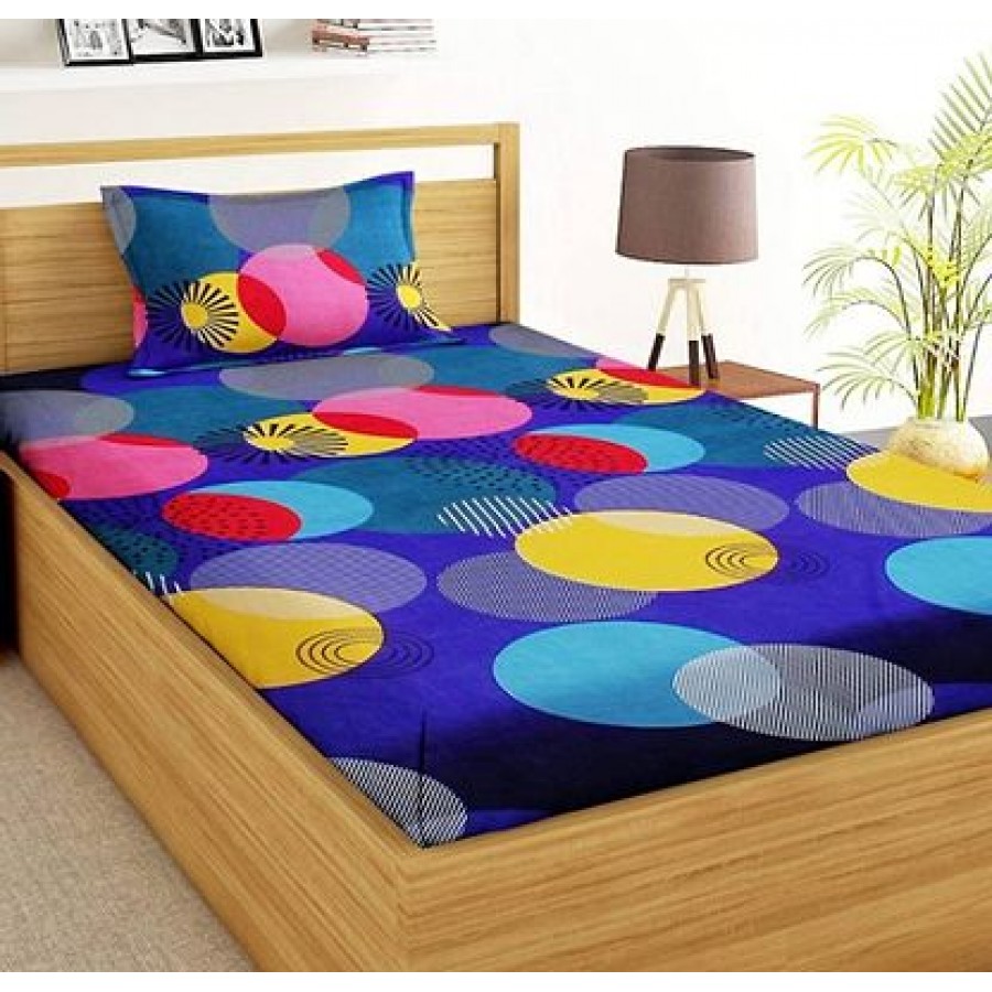 Fabulous Polycotton Abstract Single Bedsheet With One Pillow Cover