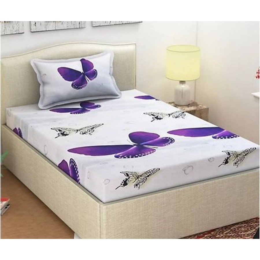 Fabulous Polycotton Abstract Single Bedsheet With One Pillow Cover