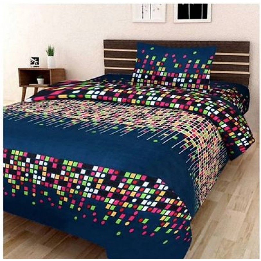 Fabulous Polycotton Abstract Single Bedsheet With One Pillow Cover