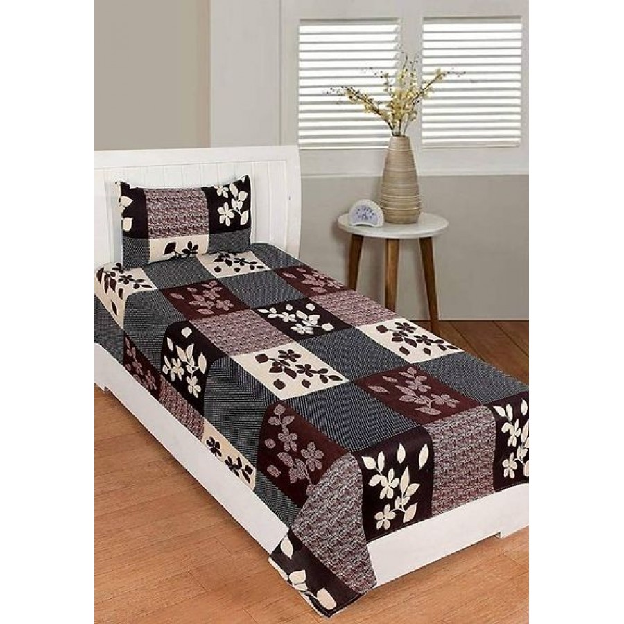 Fabulous Polycotton Abstract Single Bedsheet With One Pillow Cover