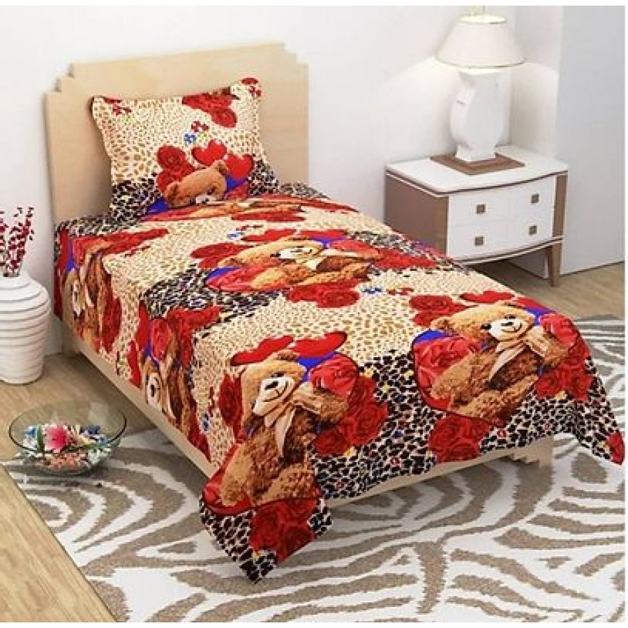 Fabulous Polycotton Abstract Single Bedsheet with One Pillow Cover