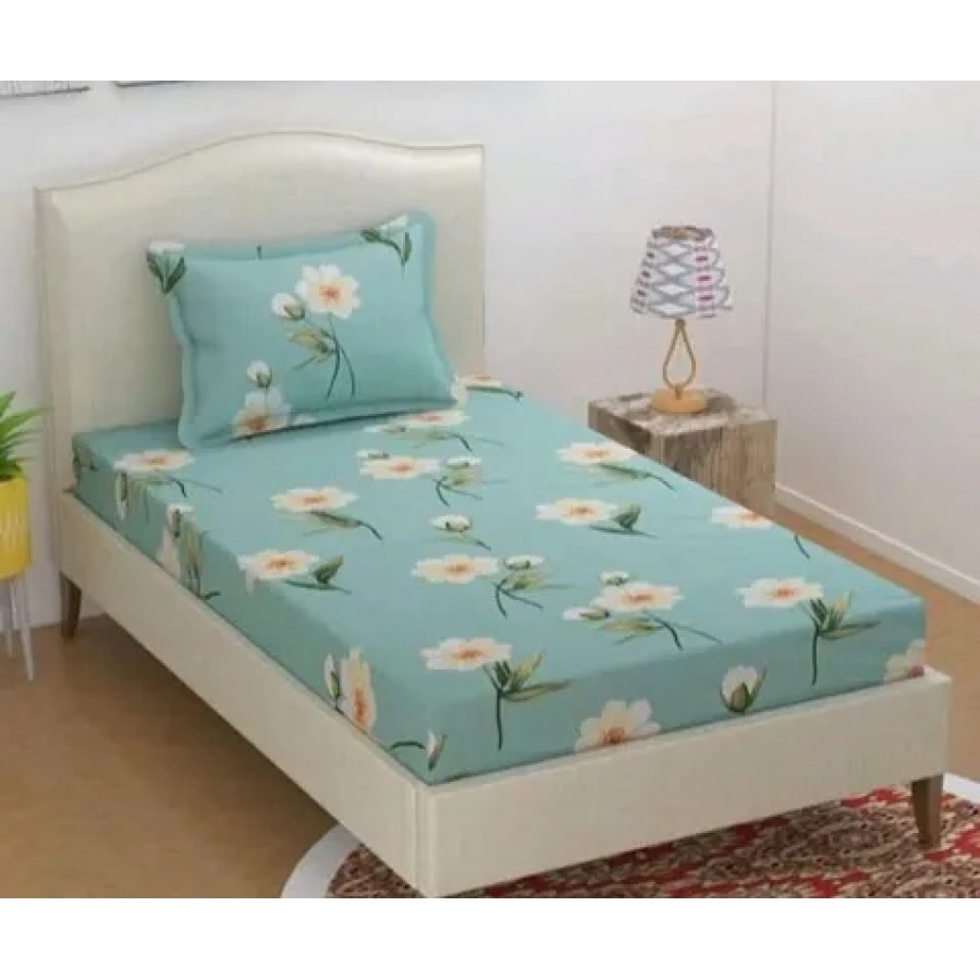 Fancy Glace Cotton Single Bedsheet With 1 Pillow Cover