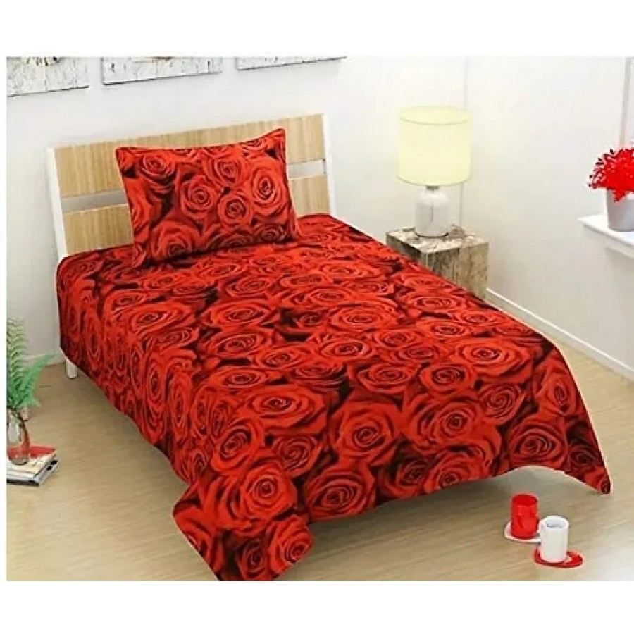 Fancy Microfiber Single Bedsheet With One Pillow Cover