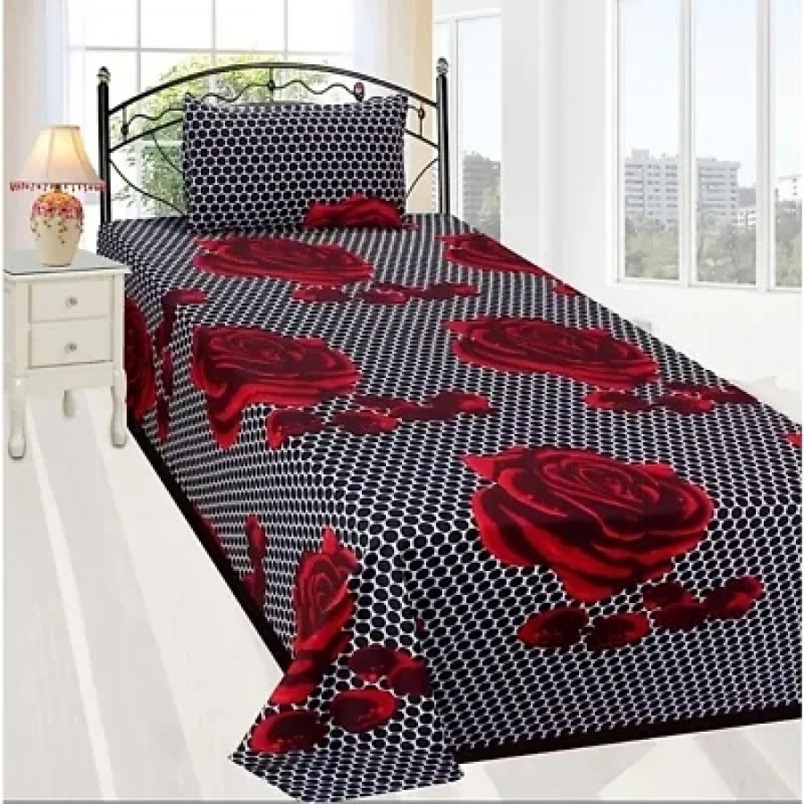 Fancy Microfiber Single Bedsheet With One Pillow Cover