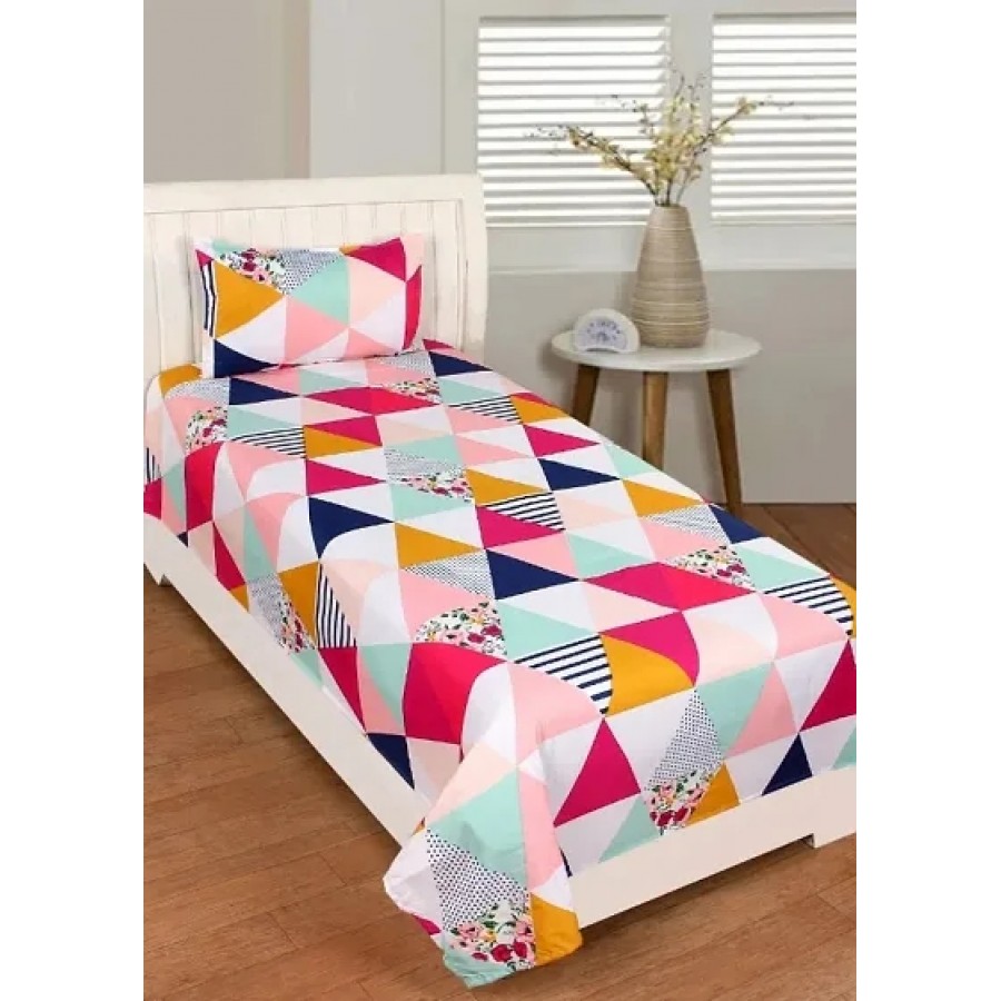 Glace Cotton Single Bedsheet With 1 Pillow Cover