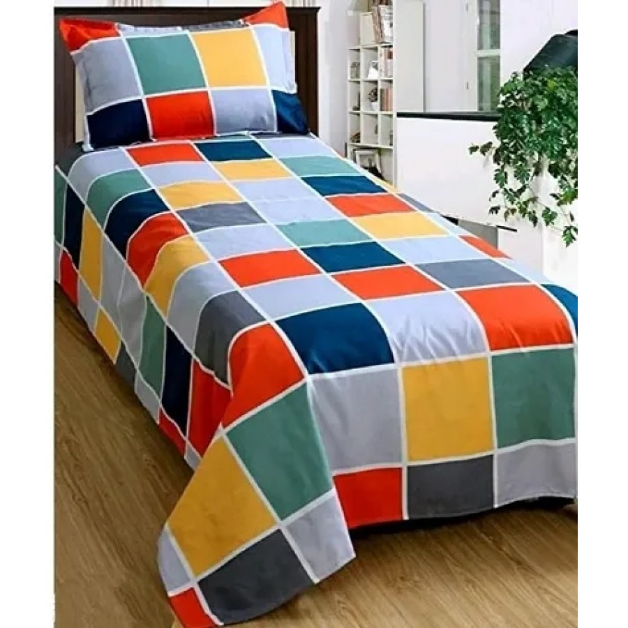 Glace Cotton single bedsheet with 1 Pillow Covers