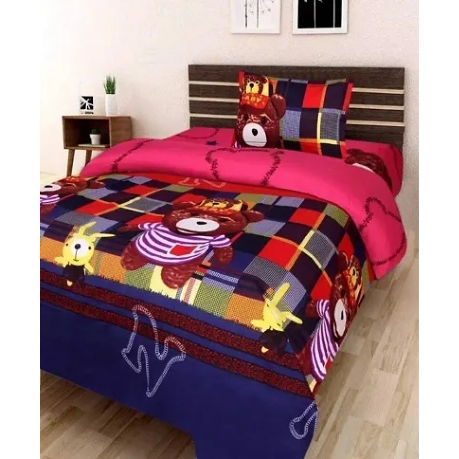 SOMBRIO 3D Soft Poly Cotton Single Bedsheet With One Pillow Covers