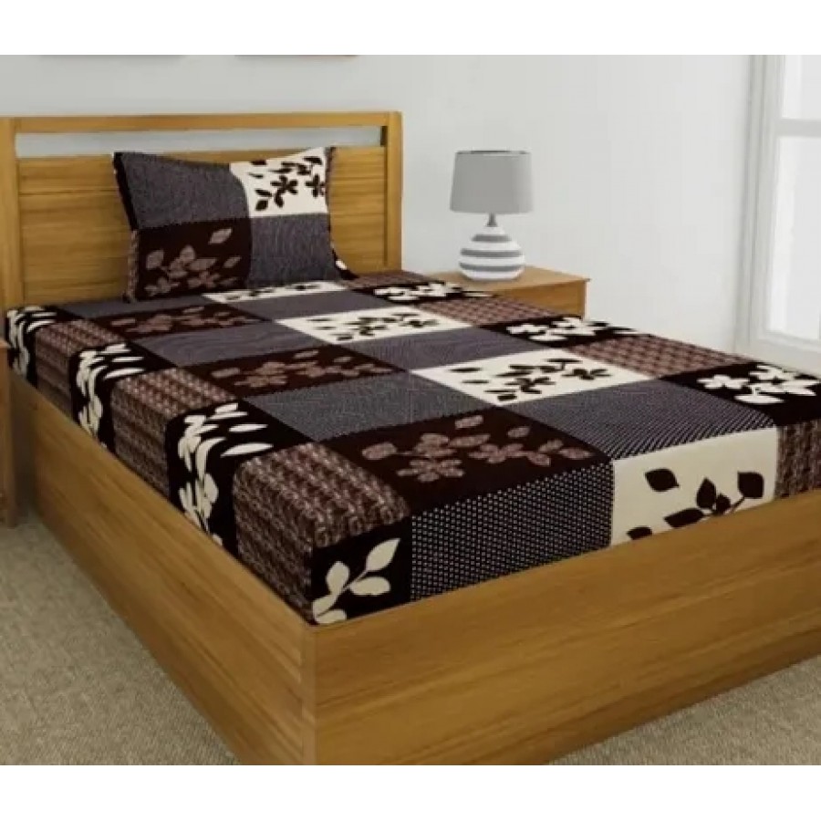 Stylish Glace Cotton Single Bedsheet with Pillow Cover