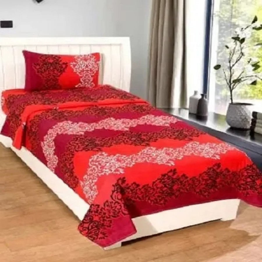 Stylish Microfiber Printed Single Bedsheet With One Pillow Cover