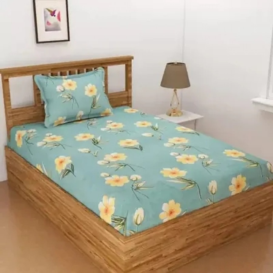 Stylish Microfiber Printed Single Bedsheet With One Pillow Cover