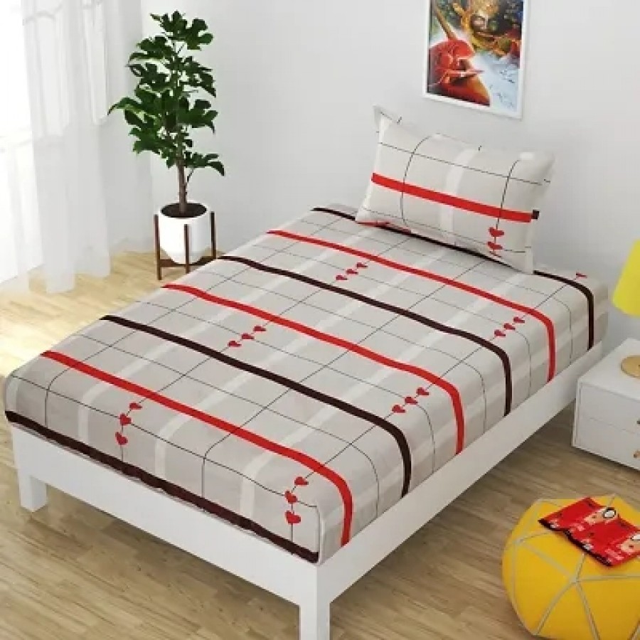 Trendy Soft Glace Cotton Bedsheet with 1 Pillowcover