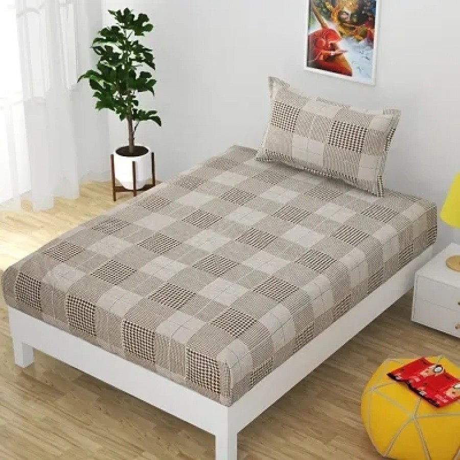 Trendy Soft Glace Cotton Bedsheet with 1 Pillowcover