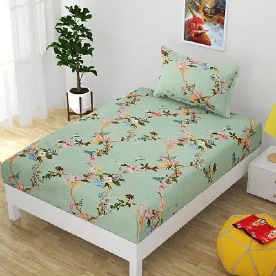 Trendy Soft Glace Cotton Bedsheet with 1 Pillowcover