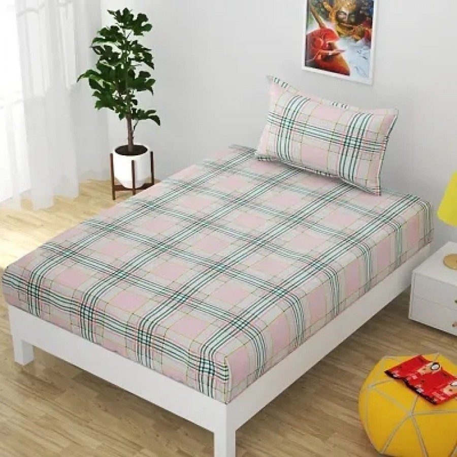 Trendy Soft Glace Cotton Bedsheet with 1 Pillowcover