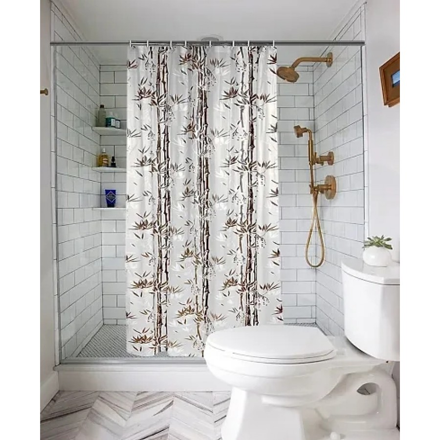 2 Pc Waterproof Shower Curtain for Bathroom with 16 Hooks(Set Content : 2 Shower Curtain Set)