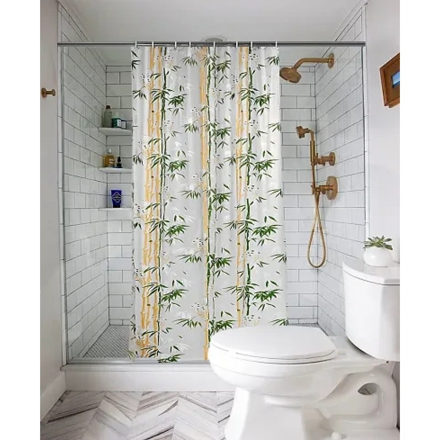 2 Pc Waterproof Shower Curtain for Bathroom with 16 Hooks(Set Content : 2 Shower Curtain Set)