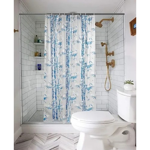 2 Pc Waterproof Shower Curtain for Bathroom with 16 Hooks(Set Content : 2 Shower Curtain Set)