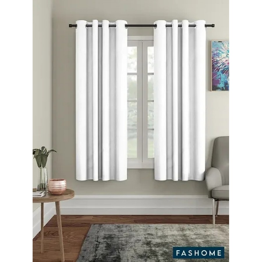 Fashome Pack of 2 Beautiful  White Polyester Eyelet Fitting Windows Curtain (5 Feet)