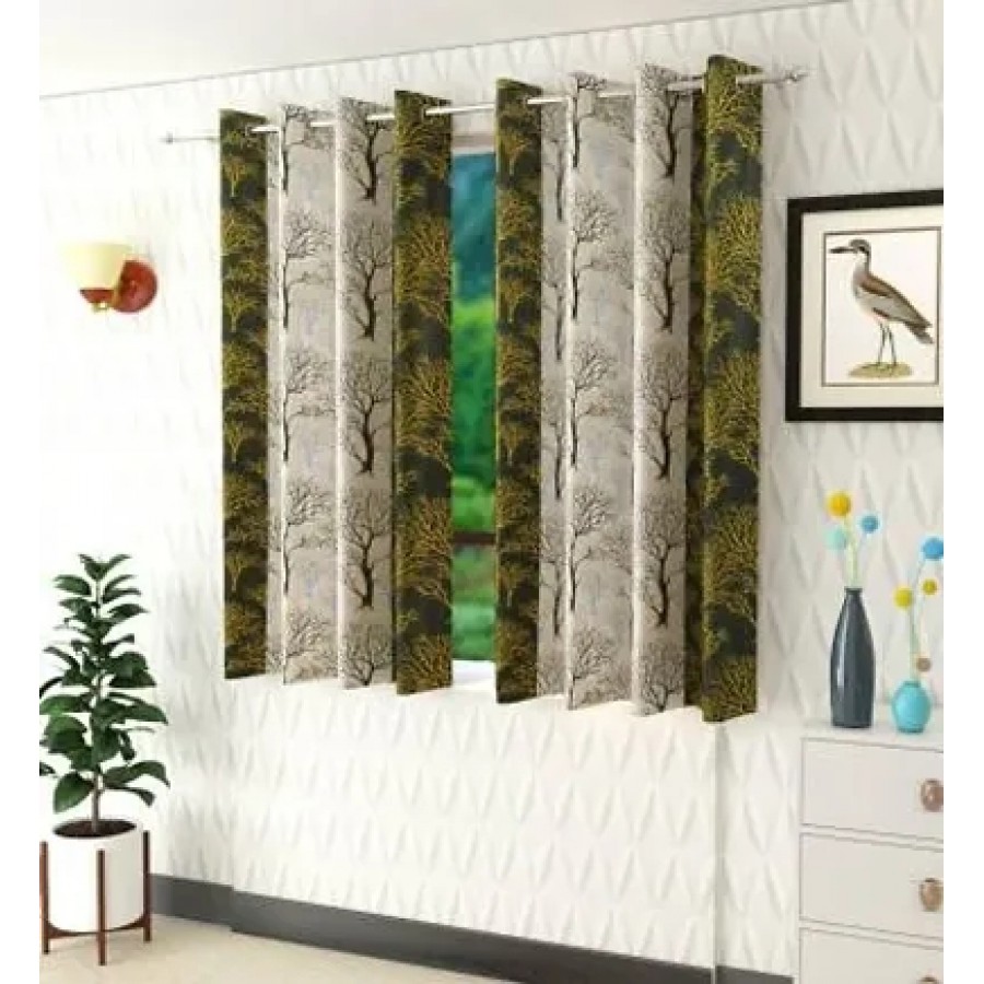 Set Of 2 Polyester Printed Window Curtains