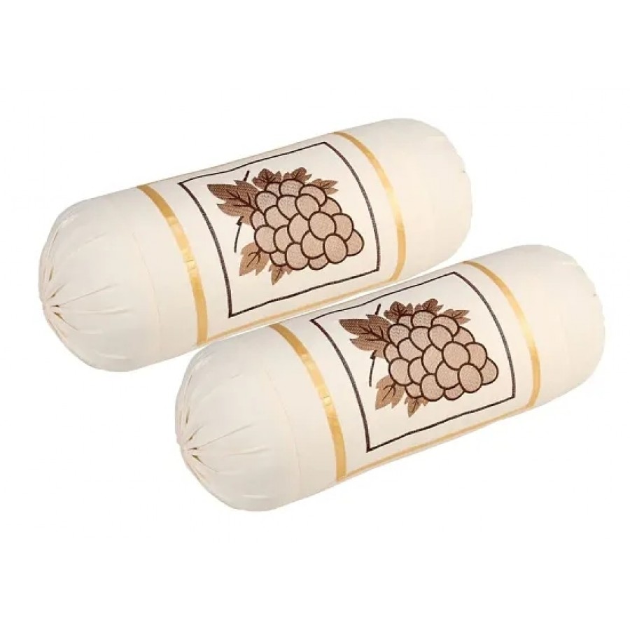 Attractive Cotton Beige Bolster Cushion Covers Set Of 2