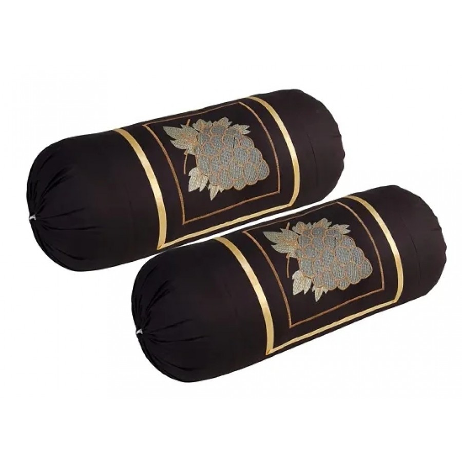 Attractive Cotton Brown Bolster Cushion Covers Set Of 2