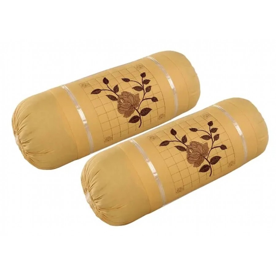 Attractive Cotton Mustard Bolster Cushion Covers Set Of 2