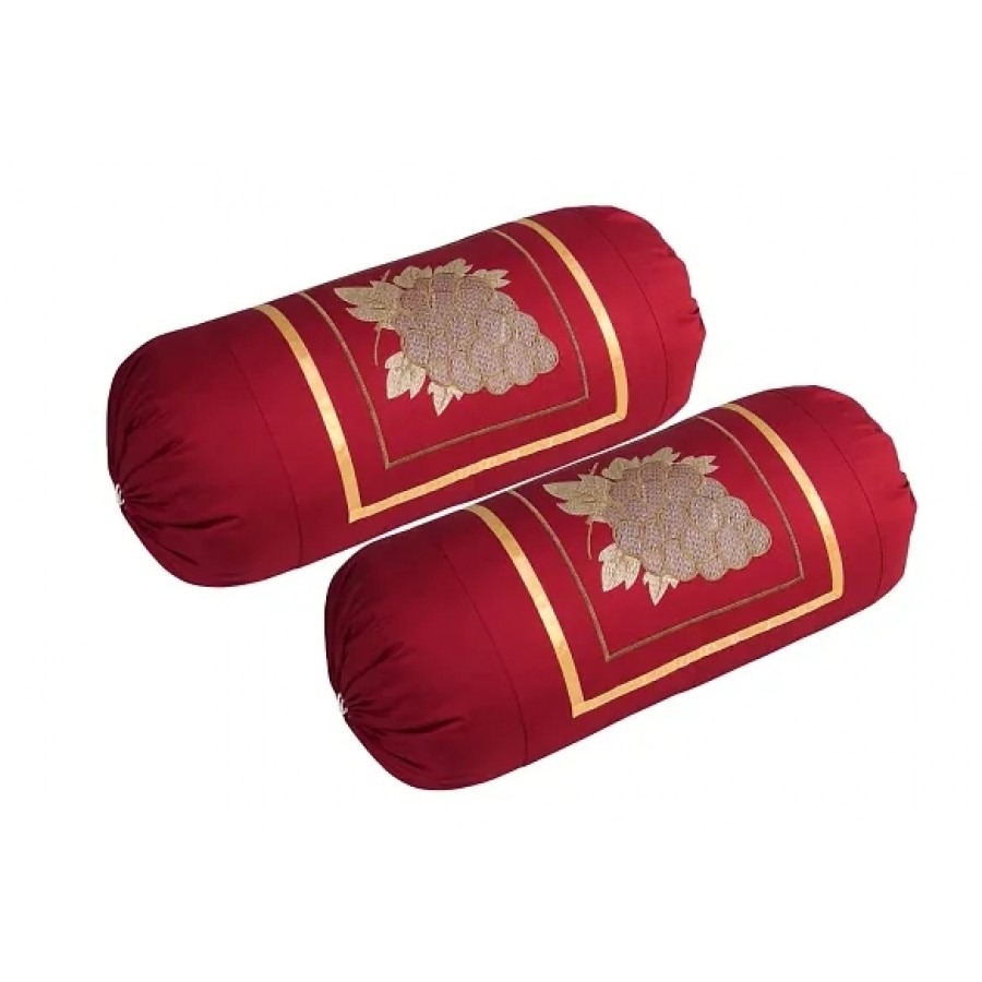 Attractive Cotton Red Bolster Cushion Covers Set Of 2