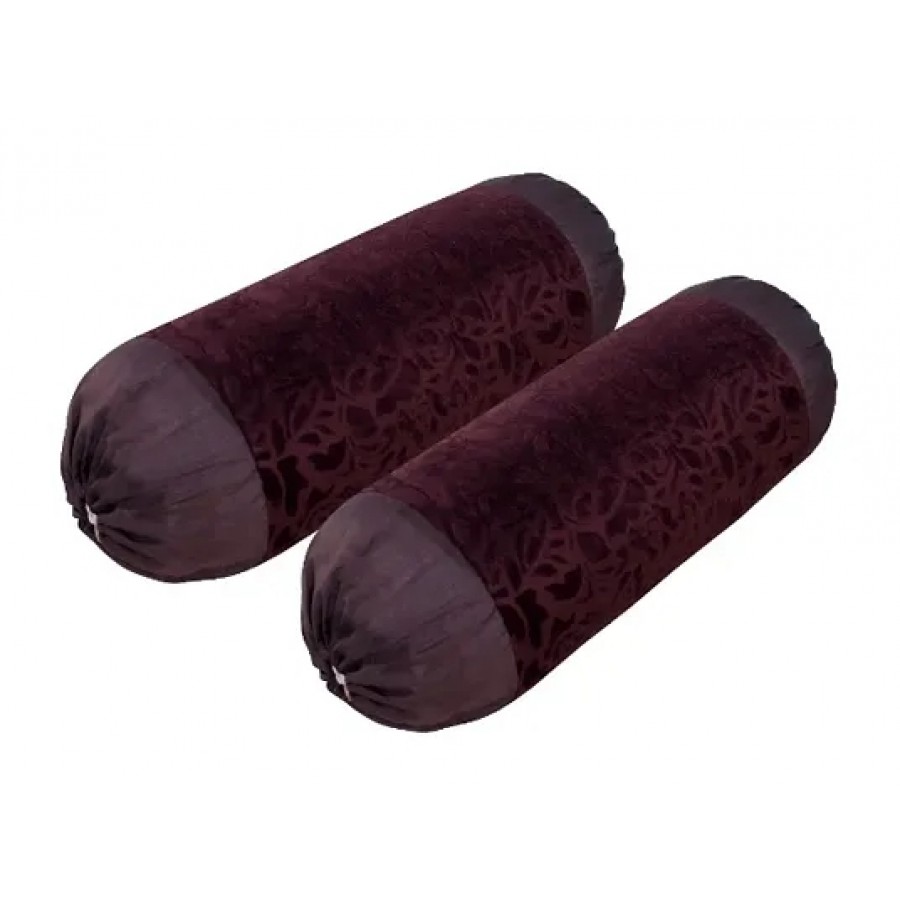 Beautiful Polyester Velvet Bolster Covers Set of 2 (Made in India)