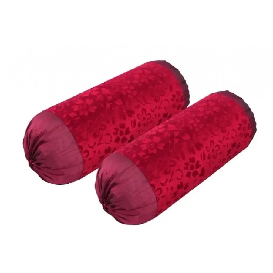 Beautiful Polyester Velvet Bolster Covers Set of 2 (Made in India)