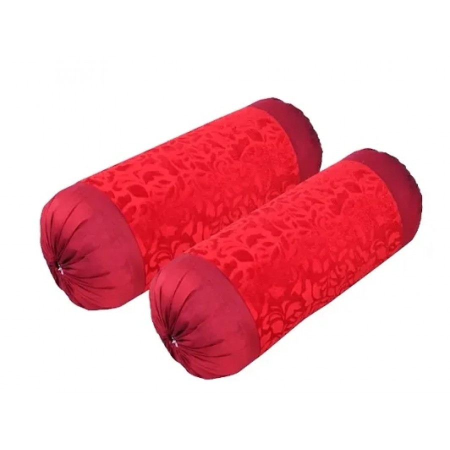 Beautiful Polyester Velvet Bolster Covers Set of 2 (Made in India)