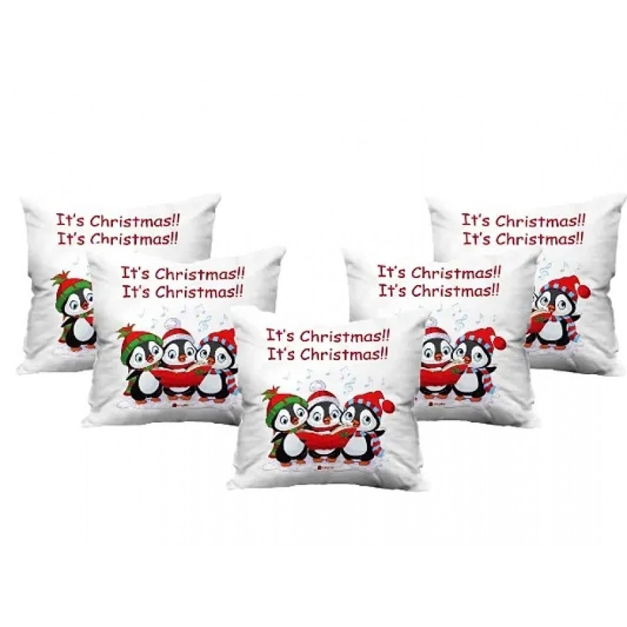 Christmas Edition Digital Printed Cushion Cover Pack of 5(Exclusive Design)