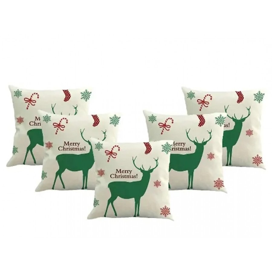 Christmas Edition Digital Printed Cushion Cover Pack of 5(Exclusive Design)