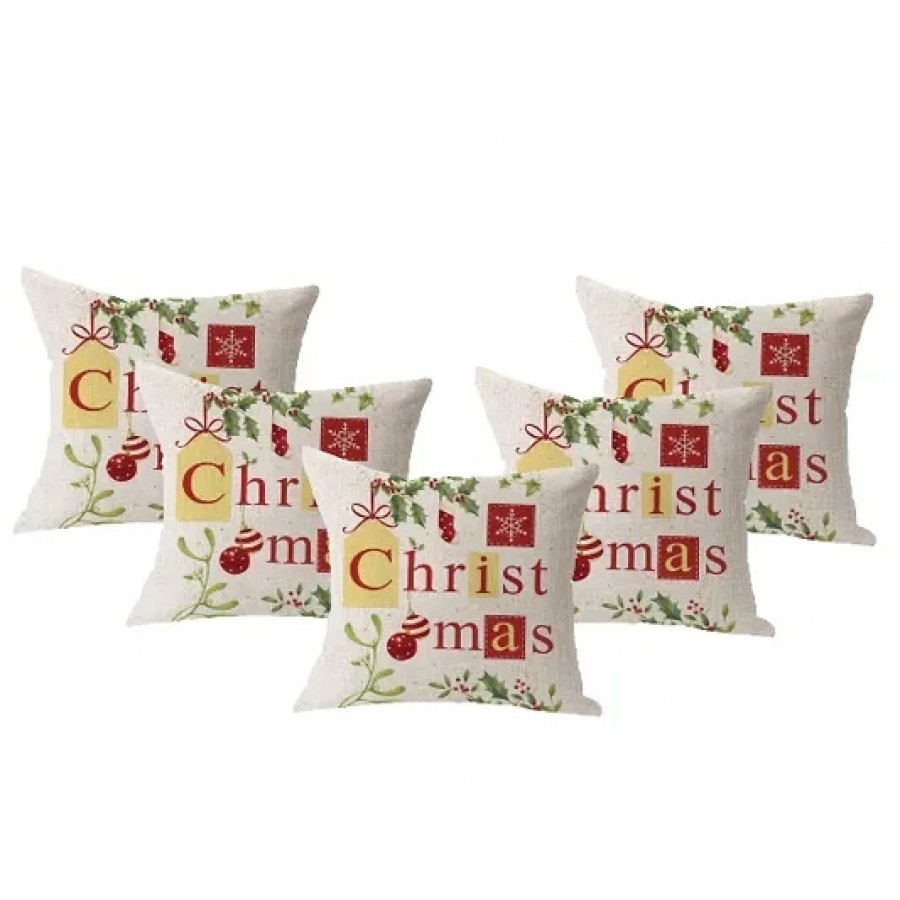 Christmas Edition Digital Printed Cushion Cover Pack of 5(Exclusive Design)