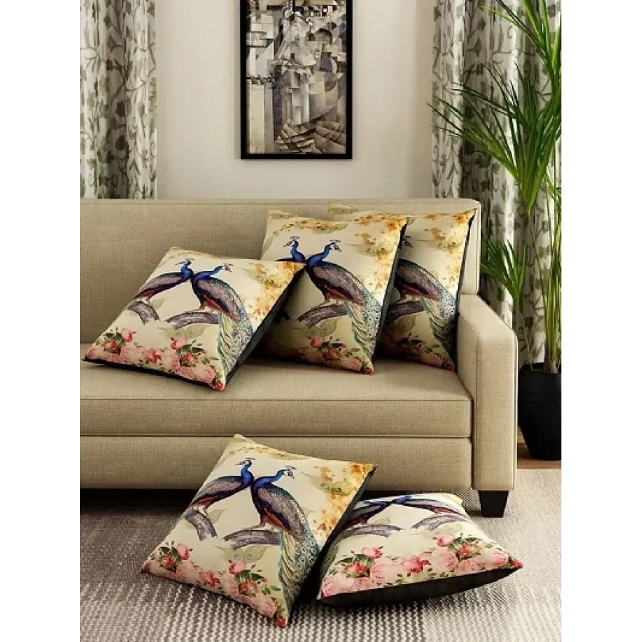 Comfortable Polyester Digital Printed Square Shaped Cushion Covers- Pack Of 5