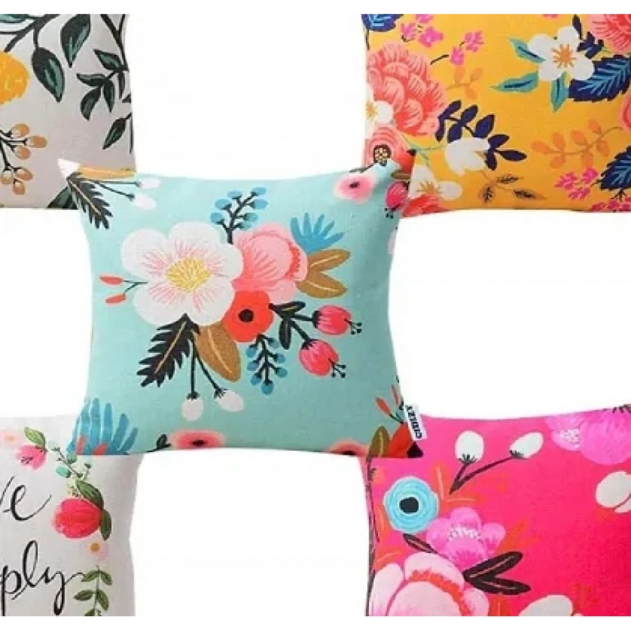 Comfortable Polyester Digital Printed Square Shaped Cushion Covers- Pack Of 5