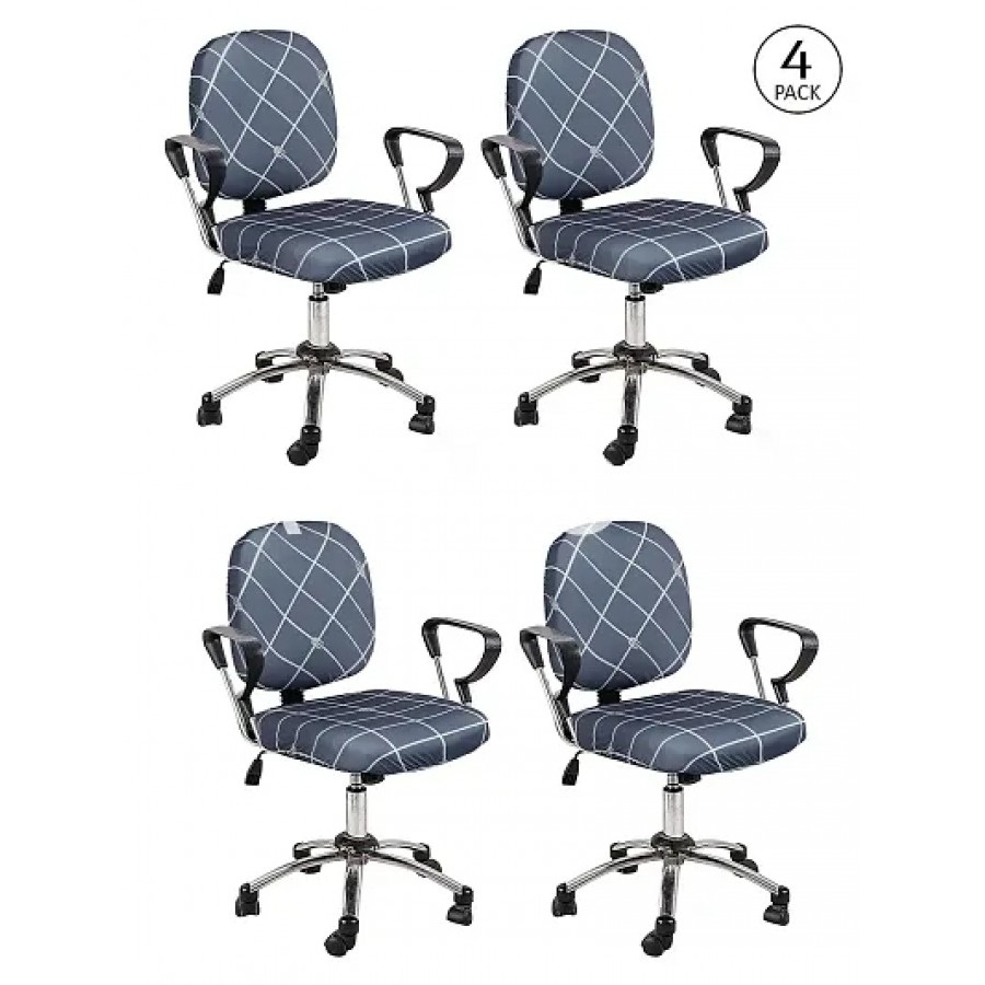 FasHome Beautiful Office Chair Cover/Stretchable Removable  Washable Cover (Pack of 4)