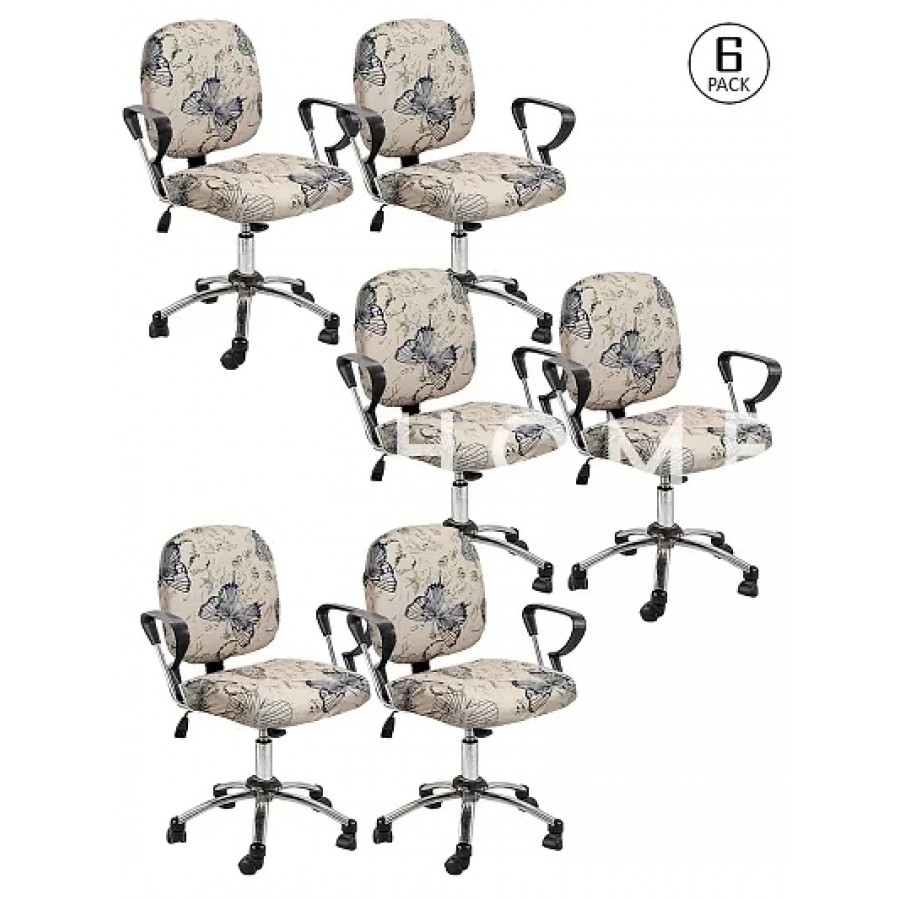 FasHome Beautiful Office Chair Cover/Stretchable Removable  Washable Cover (Pack of 6)