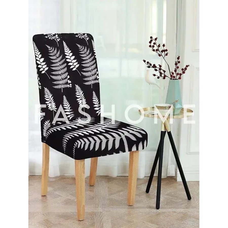 FasHome Classy Grey Polyester Printed Chair Cover (Piece Of 1)