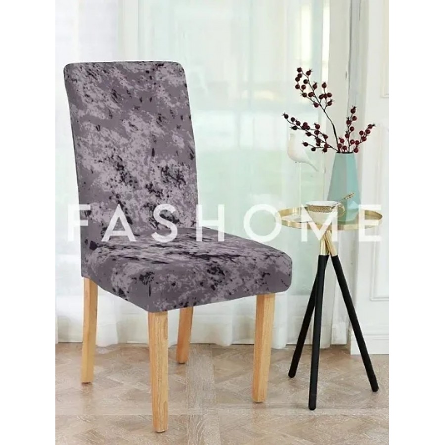 FasHome Classy White Polyester Printed Chair Cover (Piece Of 1)