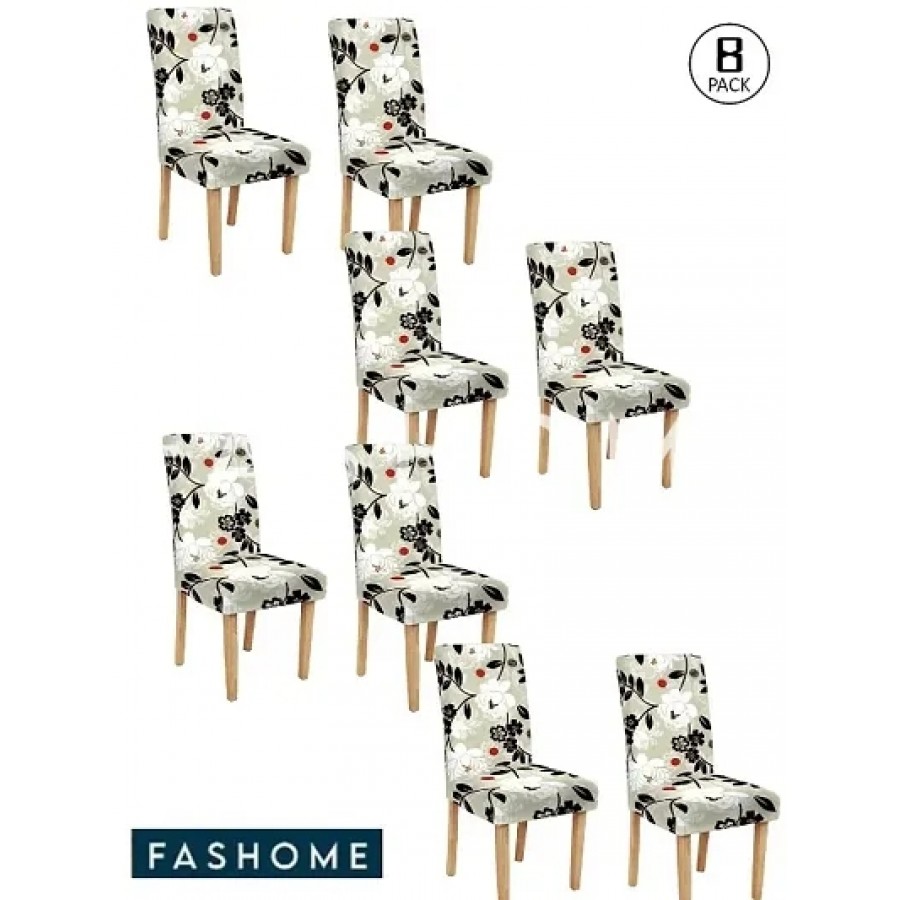 FasHome Elastic Removable and Washable Dining Chair Cover Pack of 8