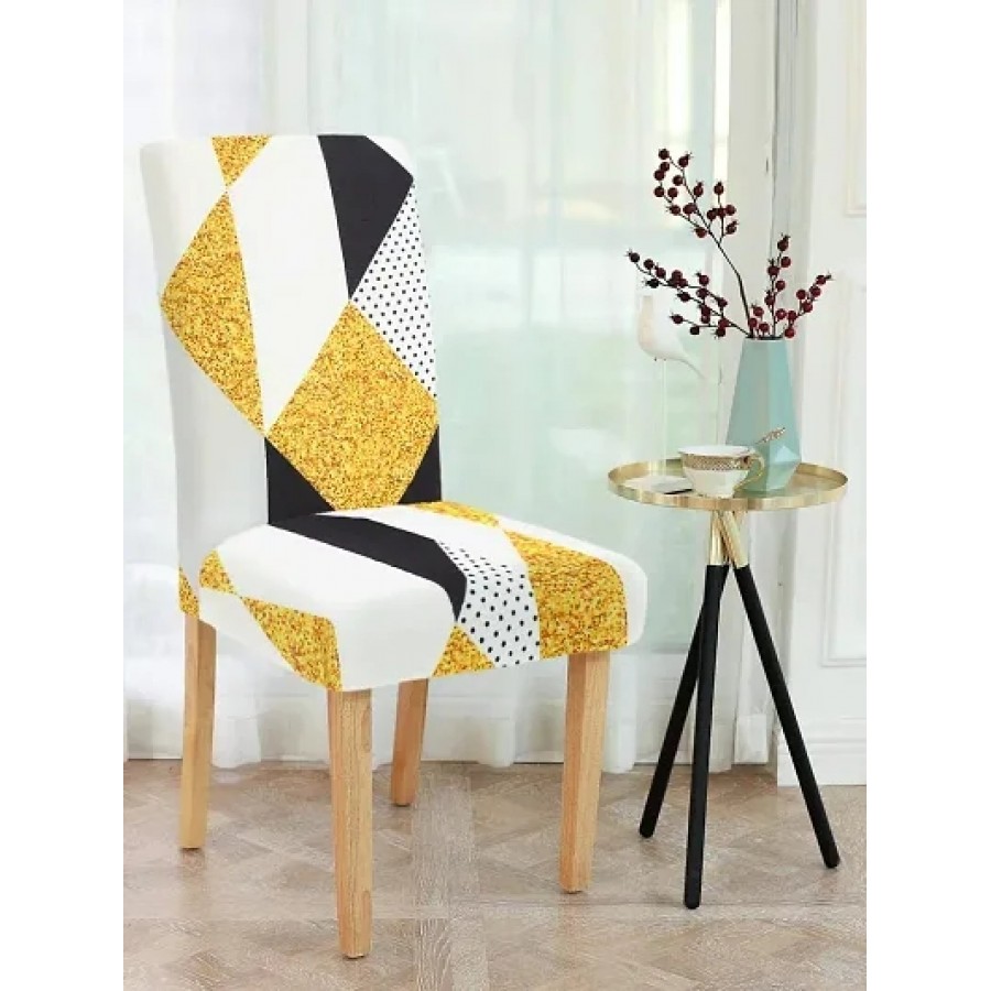 FasHome Premium Multicoloured Polyester Printed Chair Cover