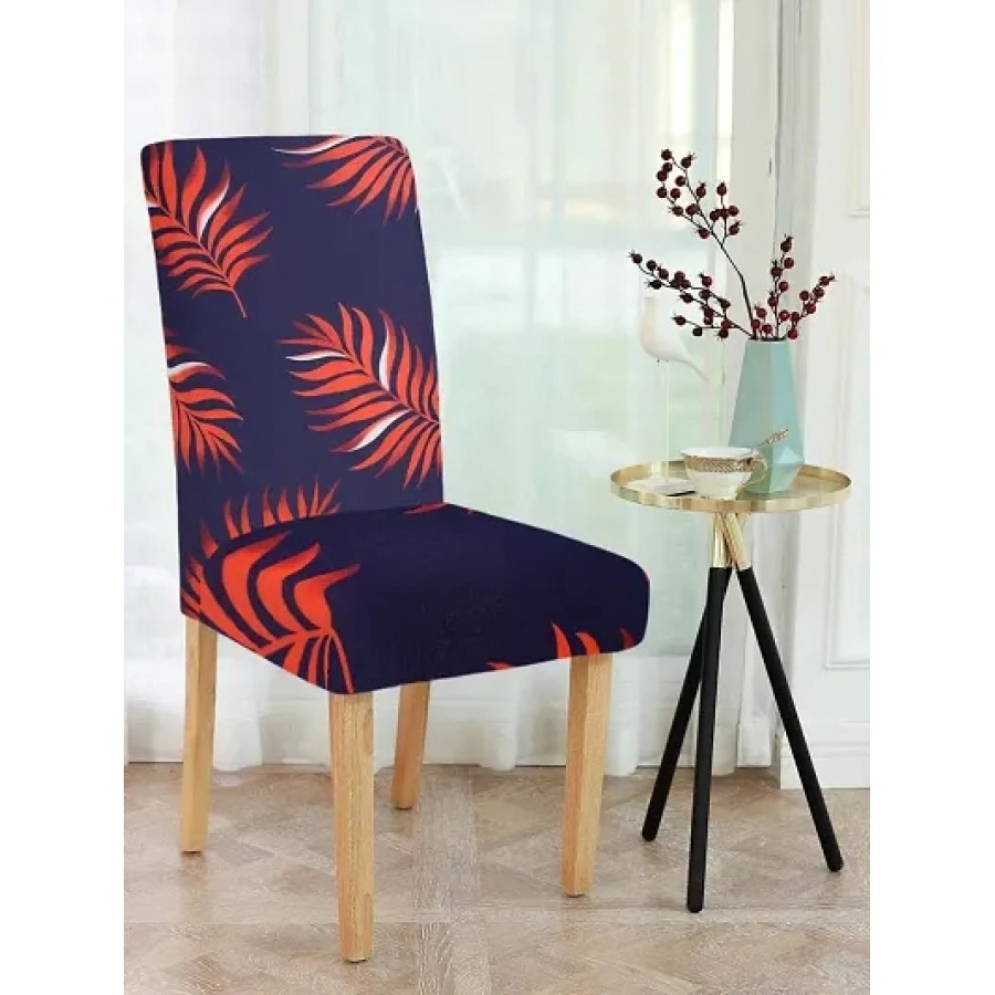 FasHome Premium Navy Blue Polyester Printed Chair Cover