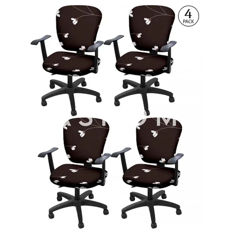 FasHome Stretchable Elastic Removable Washable Office Computer Executive Rotating Chair Seat Cover Pack of 4