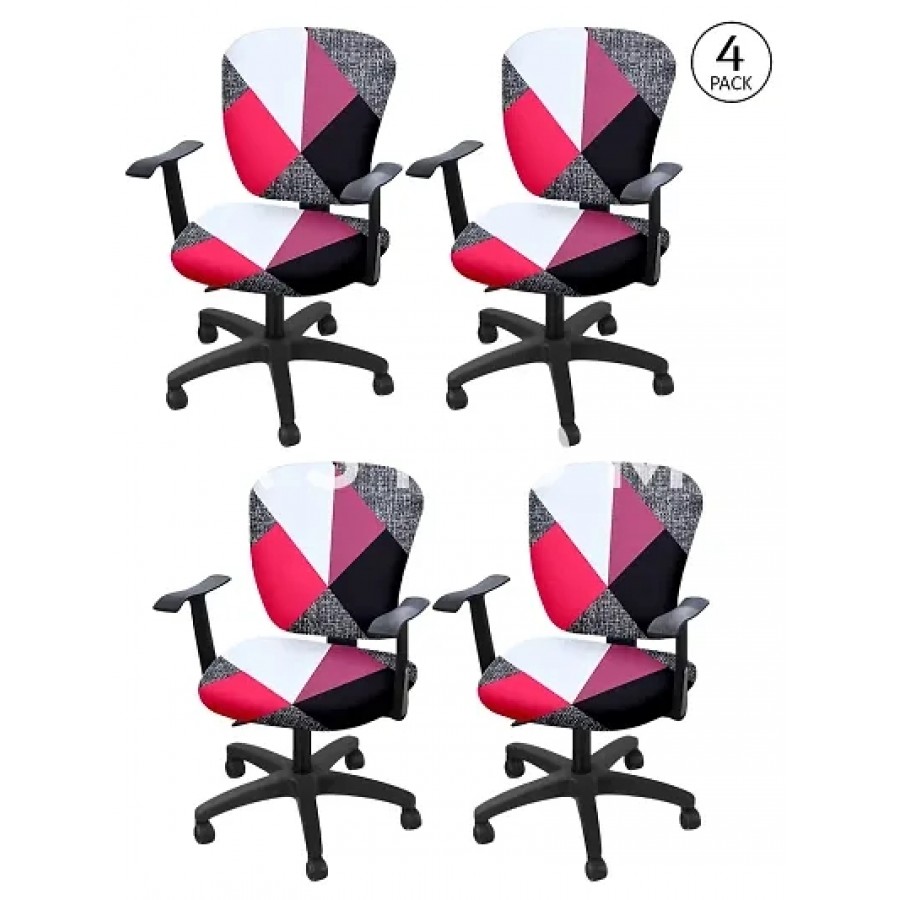 FasHome Stretchable Elastic Removable Washable Office Computer Executive Rotating Chair Seat Cover Pack of 4