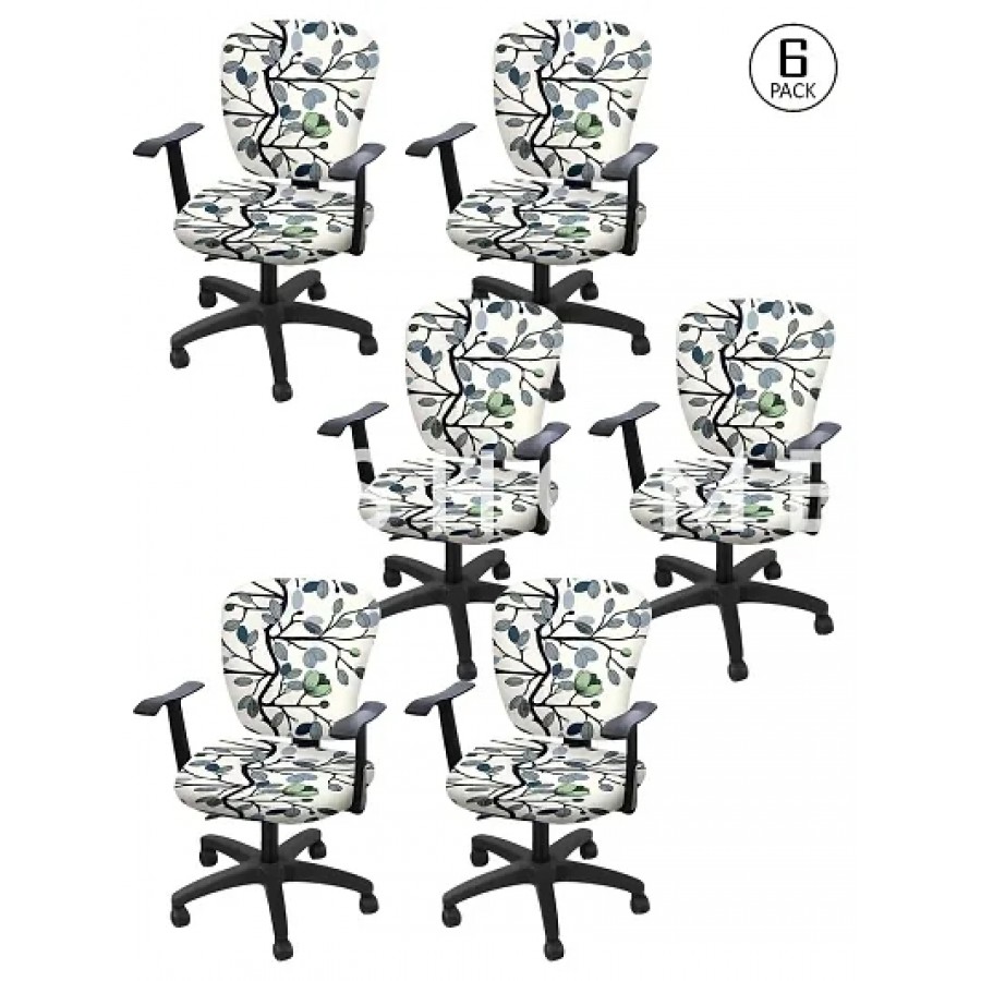 FasHome Stretchable Elastic Removable Washable Office Computer Executive Rotating Chair Seat Cover Pack of 6