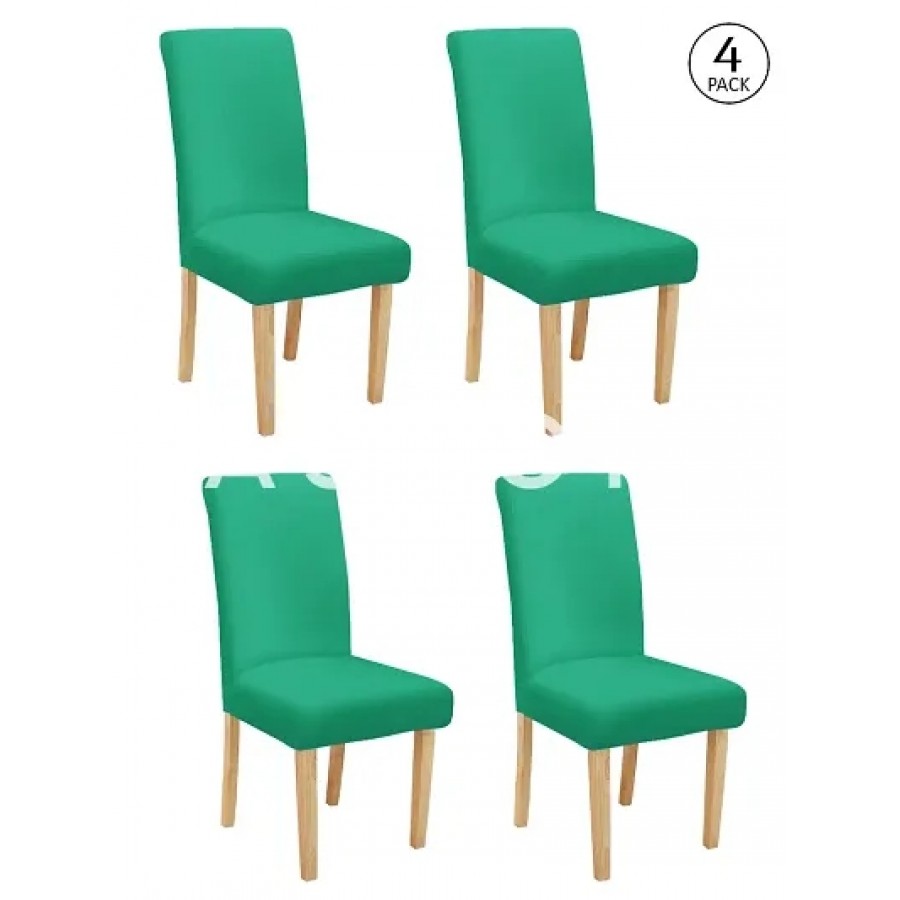 Fashome Green Polyester Solid Removable Stretchable Dining Chair Slipcover Seat Protector-Pack Of 4