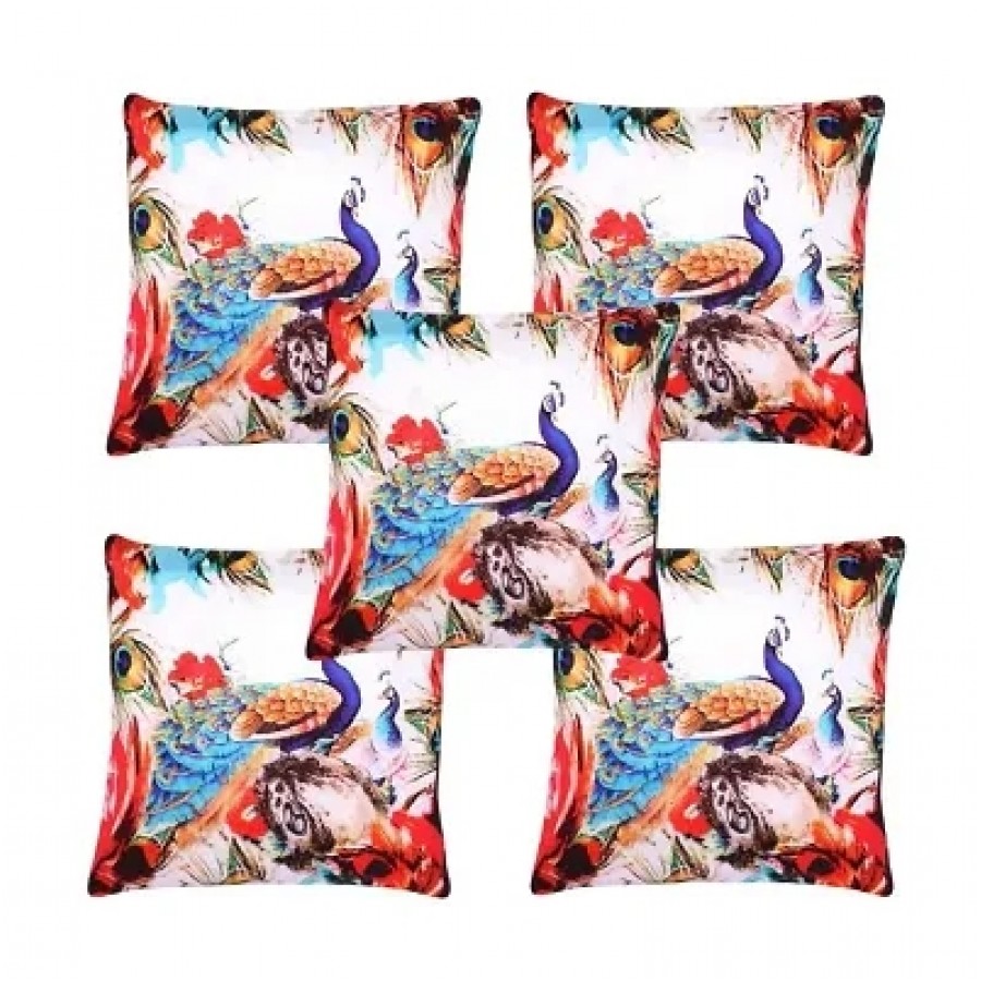 Printed Cushion Cover set of 5 (16 x 16 Inch)